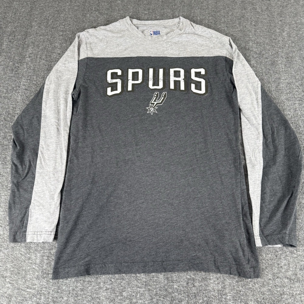 NBA San Antonio Spurs Long Sleeve T Shirt Mens Medium Gray Basketball